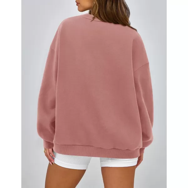 PRETTYGARDEN Womens Fall Fashion Oversized Sweatshirts Casual Crewneck Long Sleeve Graphic Pullover Tops ShirtPink