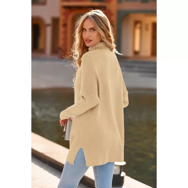 PRETTYGARDEN Womens Fall Oversized Turtleneck Sweater Casual Long Sleeve Chunky Knit Pullover Winter Tops BlouseApricot