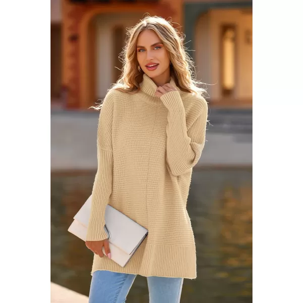 PRETTYGARDEN Womens Fall Oversized Turtleneck Sweater Casual Long Sleeve Chunky Knit Pullover Winter Tops BlouseApricot