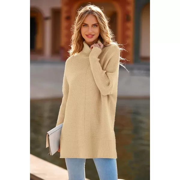 PRETTYGARDEN Womens Fall Oversized Turtleneck Sweater Casual Long Sleeve Chunky Knit Pullover Winter Tops BlouseApricot