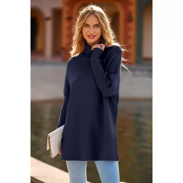 PRETTYGARDEN Womens Fall Oversized Turtleneck Sweater Casual Long Sleeve Chunky Knit Pullover Winter Tops BlouseDark Royal Blue
