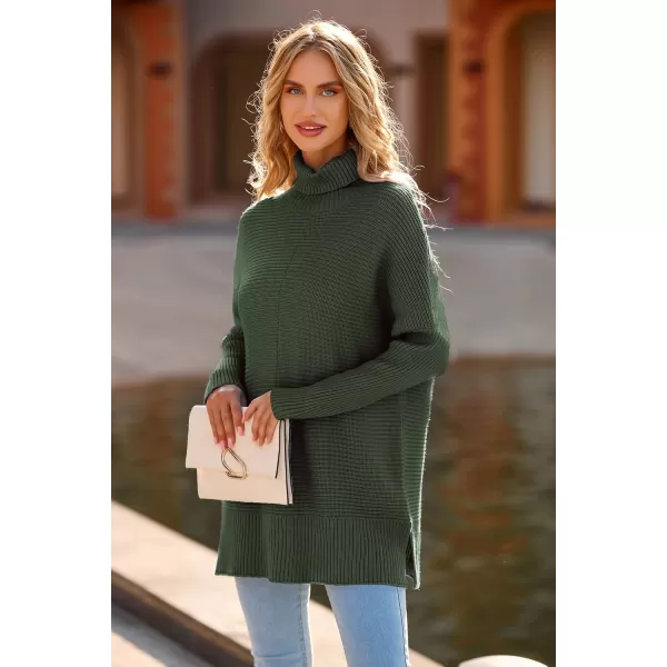 PRETTYGARDEN Womens Fall Oversized Turtleneck Sweater Casual Long Sleeve Chunky Knit Pullover Winter Tops BlouseGreen