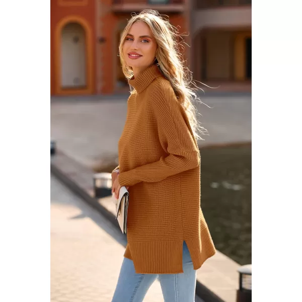 PRETTYGARDEN Womens Fall Oversized Turtleneck Sweater Casual Long Sleeve Chunky Knit Pullover Winter Tops BlouseOrange Yellow