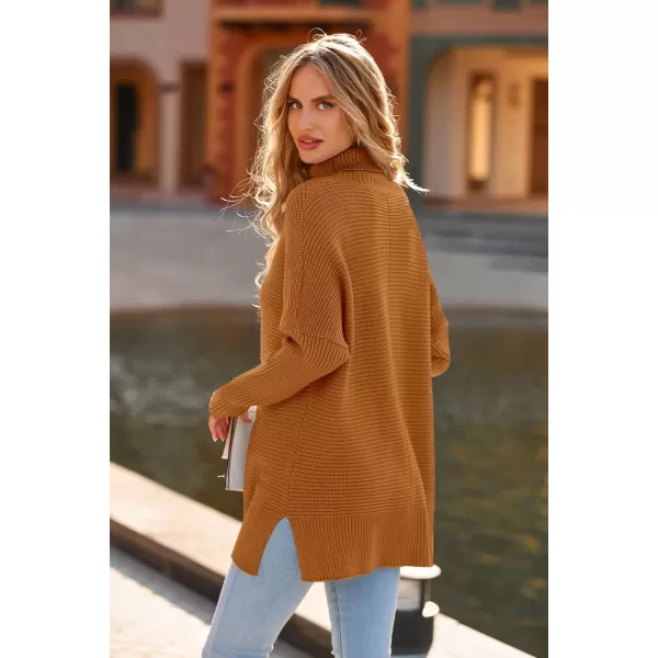 PRETTYGARDEN Womens Fall Oversized Turtleneck Sweater Casual Long Sleeve Chunky Knit Pullover Winter Tops BlouseOrange Yellow