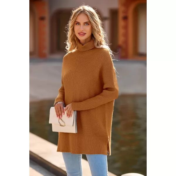 PRETTYGARDEN Womens Fall Oversized Turtleneck Sweater Casual Long Sleeve Chunky Knit Pullover Winter Tops BlouseOrange Yellow