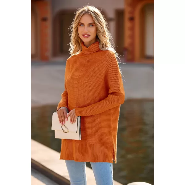 PRETTYGARDEN Womens Fall Oversized Turtleneck Sweater Casual Long Sleeve Chunky Knit Pullover Winter Tops BlouseRust Red