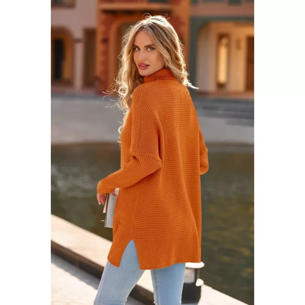 PRETTYGARDEN Womens Fall Oversized Turtleneck Sweater Casual Long Sleeve Chunky Knit Pullover Winter Tops BlouseRust Red