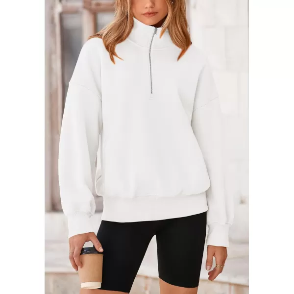 PRETTYGARDEN Womens Half Zip Sweatshirts Long Sleeve Cropped Pullover Tops Fall Fashion Y2K ClothesBeige White