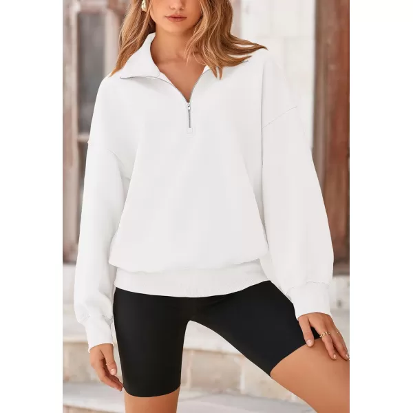 PRETTYGARDEN Womens Half Zip Sweatshirts Long Sleeve Cropped Pullover Tops Fall Fashion Y2K ClothesBeige White
