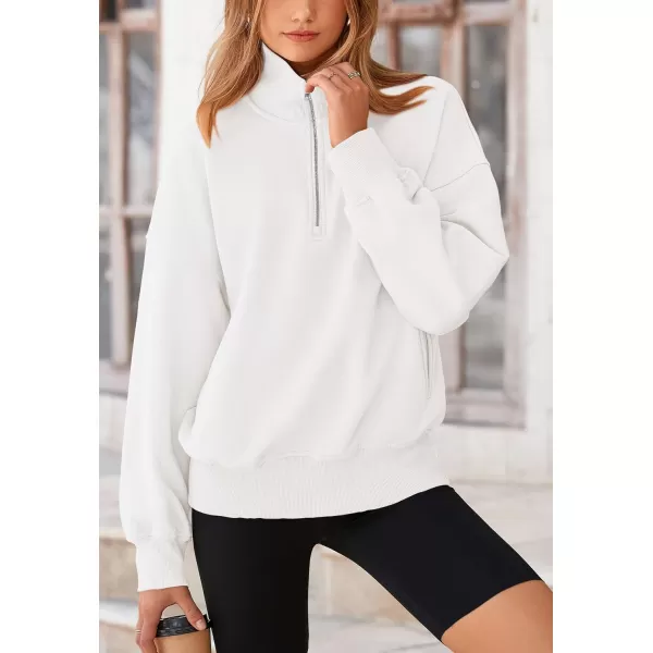 PRETTYGARDEN Womens Half Zip Sweatshirts Long Sleeve Cropped Pullover Tops Fall Fashion Y2K ClothesBeige White