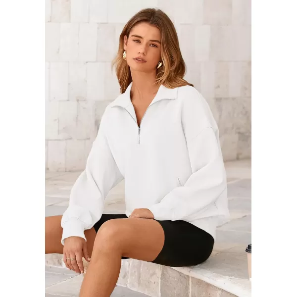 PRETTYGARDEN Womens Half Zip Sweatshirts Long Sleeve Cropped Pullover Tops Fall Fashion Y2K ClothesBeige White