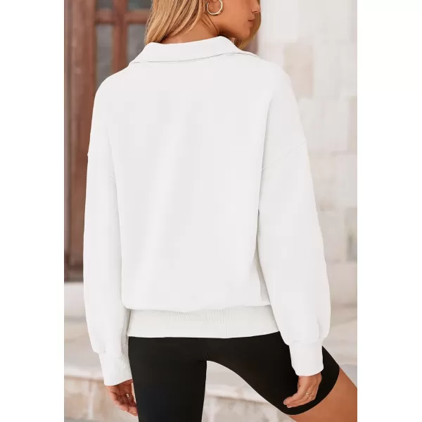 PRETTYGARDEN Womens Half Zip Sweatshirts Long Sleeve Cropped Pullover Tops Fall Fashion Y2K ClothesBeige White