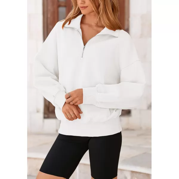 PRETTYGARDEN Womens Half Zip Sweatshirts Long Sleeve Cropped Pullover Tops Fall Fashion Y2K ClothesBeige White