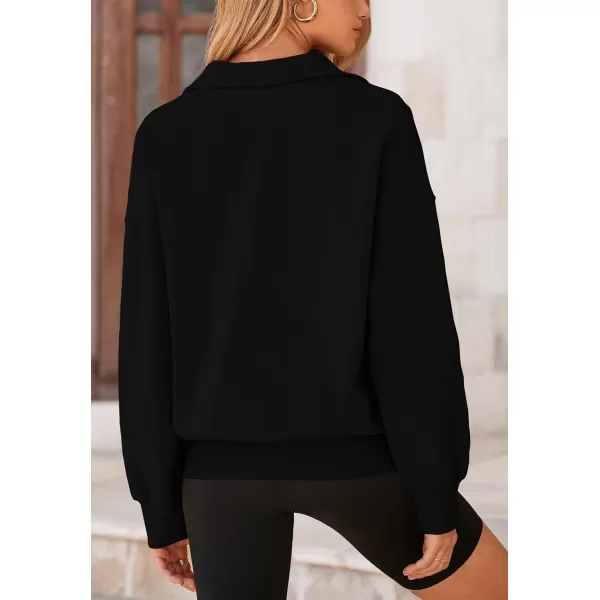 PRETTYGARDEN Womens Half Zip Sweatshirts Long Sleeve Cropped Pullover Tops Fall Fashion Y2K ClothesBlack