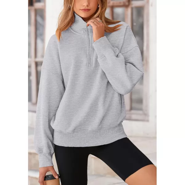 PRETTYGARDEN Womens Half Zip Sweatshirts Long Sleeve Cropped Pullover Tops Fall Fashion Y2K ClothesGrey