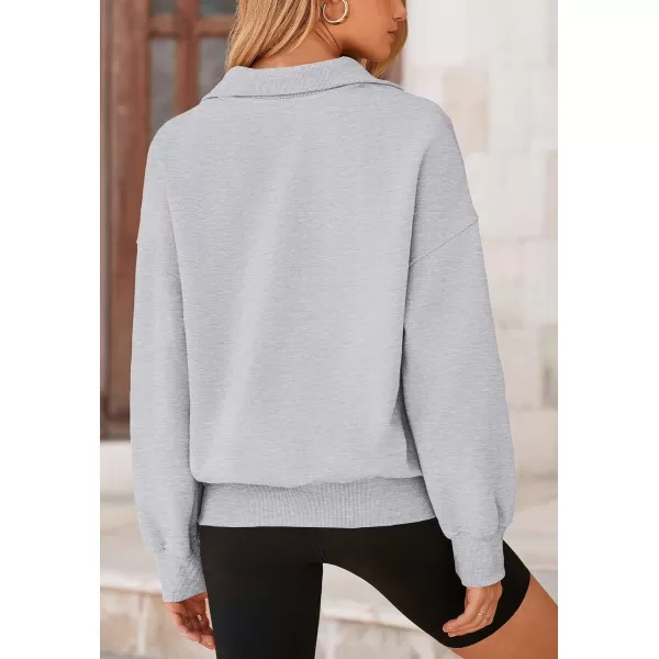 PRETTYGARDEN Womens Half Zip Sweatshirts Long Sleeve Cropped Pullover Tops Fall Fashion Y2K ClothesGrey