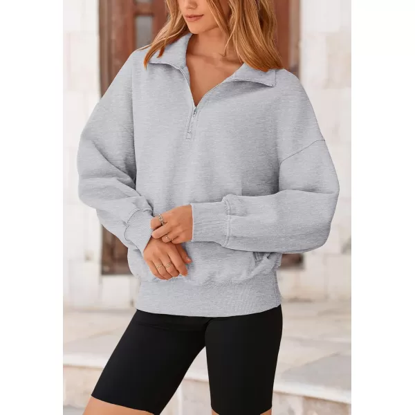 PRETTYGARDEN Womens Half Zip Sweatshirts Long Sleeve Cropped Pullover Tops Fall Fashion Y2K ClothesGrey