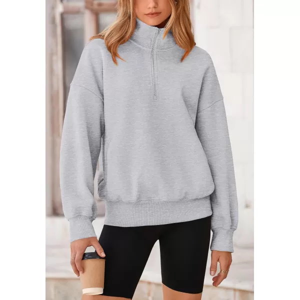 PRETTYGARDEN Womens Half Zip Sweatshirts Long Sleeve Cropped Pullover Tops Fall Fashion Y2K ClothesGrey