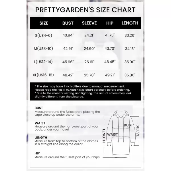 PRETTYGARDEN Womens Hooded Sweatshirt Drawstring Lightweight Long Sleeve Pullover Hoodie DressNavy