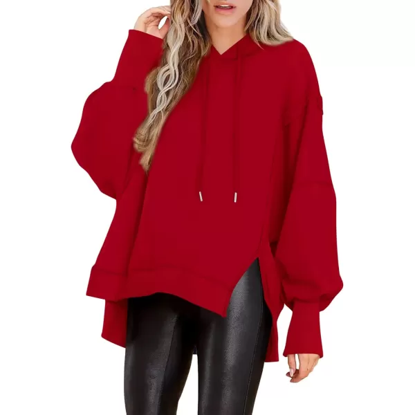 PRETTYGARDEN Womens Oversized Hoodie 2024 Fall Sweatshirt Long Sleeve Loose Trendy Outfits Casual Cute Pullover TopsRed