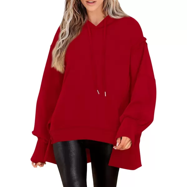 PRETTYGARDEN Womens Oversized Hoodie 2024 Fall Sweatshirt Long Sleeve Loose Trendy Outfits Casual Cute Pullover TopsRed