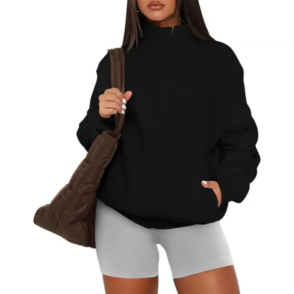 PRETTYGARDEN Womens 2024 Fall Fashion Full Zip Up Sweatshirt Long Sleeve Loose Fit Trendy Casual Jacket with PocketsBlack