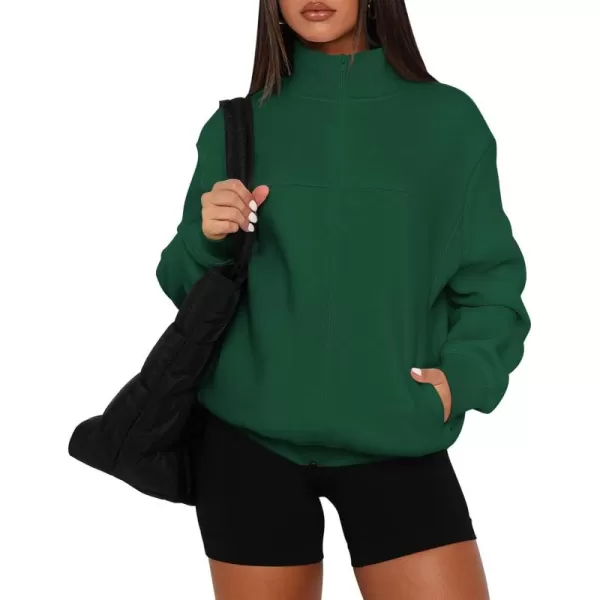 PRETTYGARDEN Womens 2024 Fall Fashion Full Zip Up Sweatshirt Long Sleeve Loose Fit Trendy Casual Jacket with PocketsGreen
