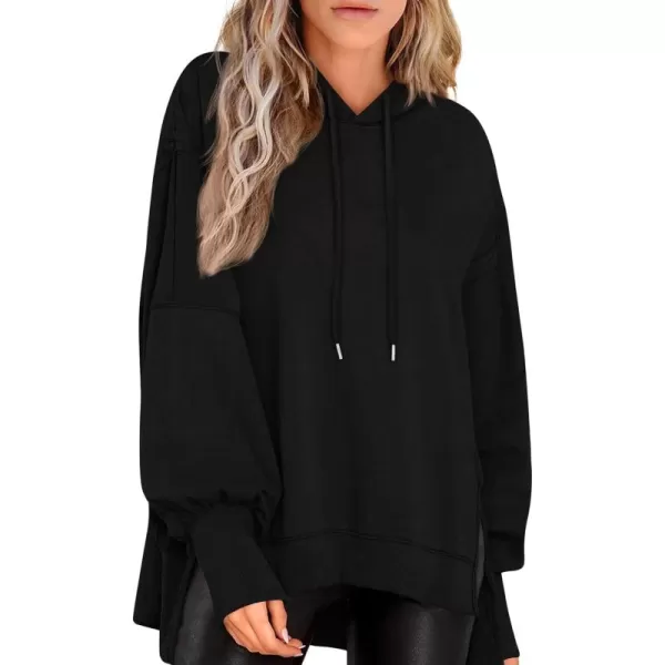 PRETTYGARDEN Womens Oversized Hoodie 2024 Fall Sweatshirt Long Sleeve Loose Trendy Outfits Casual Cute Pullover TopsBlack