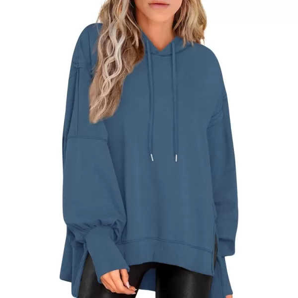 PRETTYGARDEN Womens Oversized Hoodie 2024 Fall Sweatshirt Long Sleeve Loose Trendy Outfits Casual Cute Pullover TopsGrey Blue