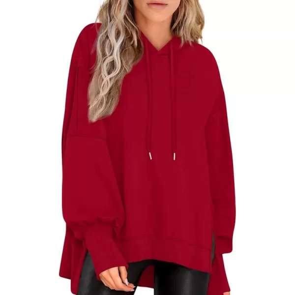 PRETTYGARDEN Womens Oversized Hoodie 2024 Fall Sweatshirt Long Sleeve Loose Trendy Outfits Casual Cute Pullover TopsRed