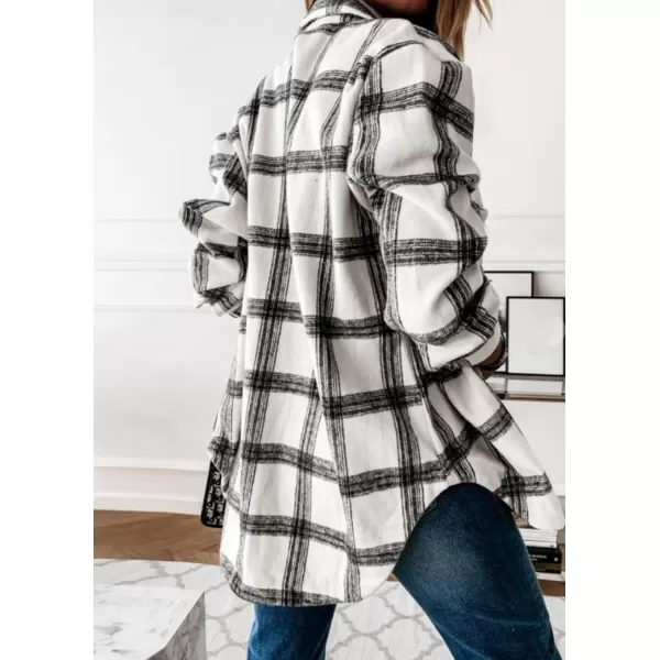PRETTYGARDEN Womens 2024 Fall Clothes Plaid Shacket Jacket Long Sleeve Button Down Flannel Shirts Fashion BlouseBlack