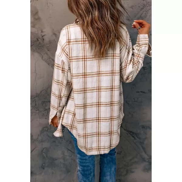 PRETTYGARDEN Womens 2024 Fall Clothes Plaid Shacket Jacket Long Sleeve Button Down Flannel Shirts Fashion BlousePlaid Khaki
