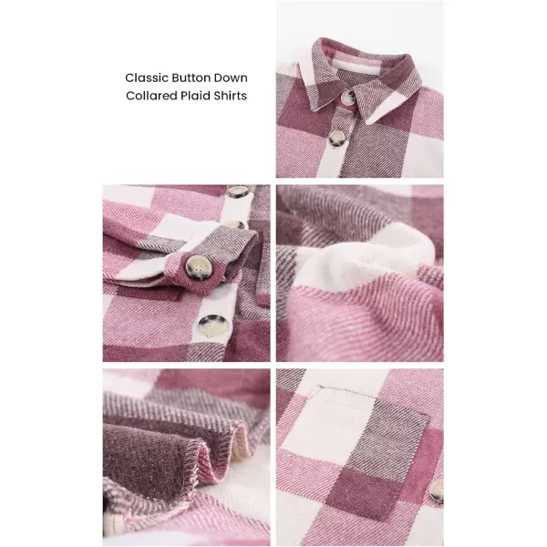 PRETTYGARDEN Womens 2024 Fall Clothes Plaid Shacket Jacket Long Sleeve Button Down Flannel Shirts Fashion BlousePlaid Red