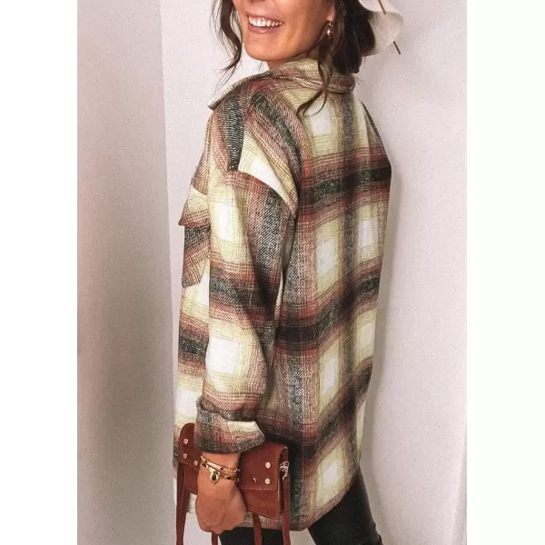 PRETTYGARDEN Womens 2024 Fall Clothes Plaid Shacket Jacket Long Sleeve Button Down Flannel Shirts Fashion BlouseWine Red
