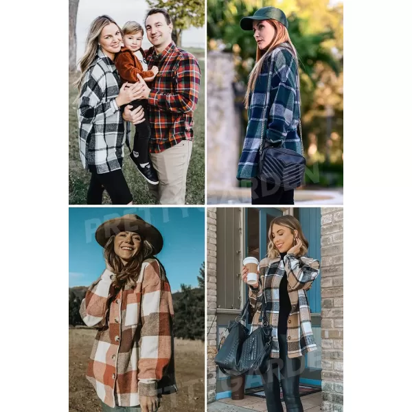 PRETTYGARDEN Womens 2024 Fall Clothes Plaid Shacket Jacket Long Sleeve Button Down Flannel Shirts Fashion BlouseWine Red