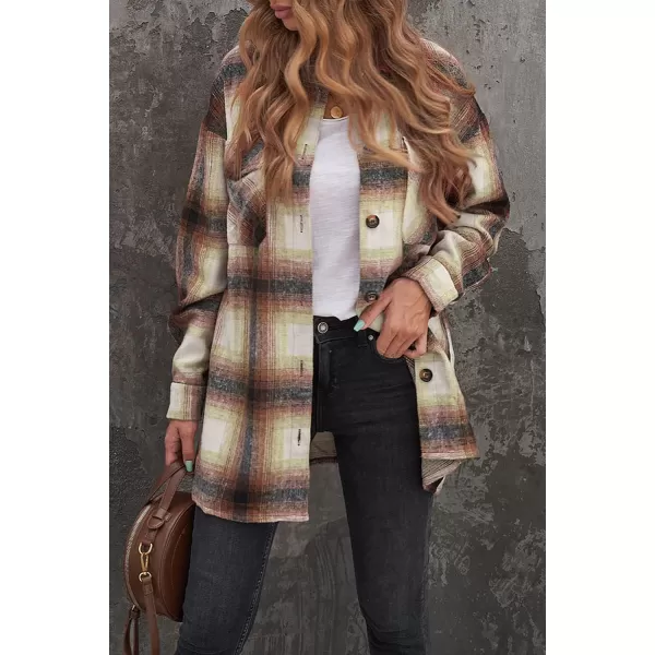 PRETTYGARDEN Womens 2024 Fall Clothes Plaid Shacket Jacket Long Sleeve Button Down Flannel Shirts Fashion BlouseWine Red
