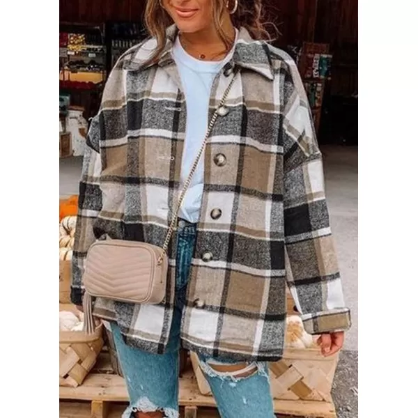 PRETTYGARDEN Womens 2024 Fall Clothes Plaid Shacket Jacket Long Sleeve Button Down Flannel Shirts Fashion BlouseYellow