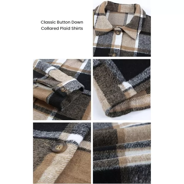 PRETTYGARDEN Womens 2024 Fall Clothes Plaid Shacket Jacket Long Sleeve Button Down Flannel Shirts Fashion BlouseYellow