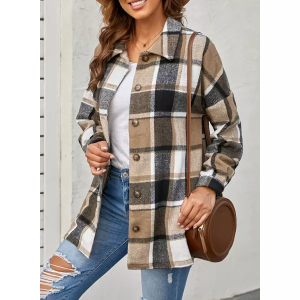 PRETTYGARDEN Womens 2024 Fall Clothes Plaid Shacket Jacket Long Sleeve Button Down Flannel Shirts Fashion BlouseYellow
