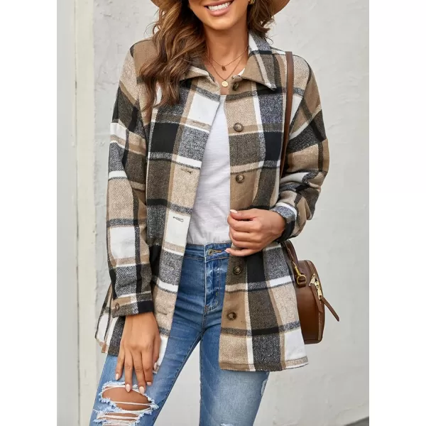 PRETTYGARDEN Womens 2024 Fall Clothes Plaid Shacket Jacket Long Sleeve Button Down Flannel Shirts Fashion BlouseYellow