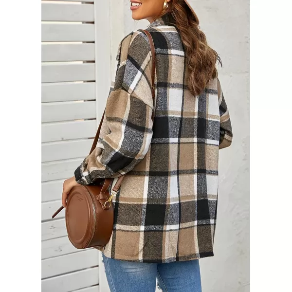 PRETTYGARDEN Womens 2024 Fall Clothes Plaid Shacket Jacket Long Sleeve Button Down Flannel Shirts Fashion BlouseYellow