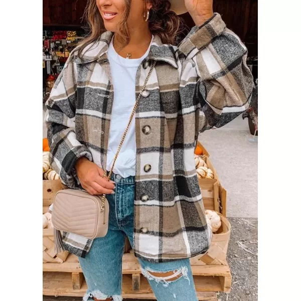 PRETTYGARDEN Womens 2024 Fall Clothes Plaid Shacket Jacket Long Sleeve Button Down Flannel Shirts Fashion BlouseYellow