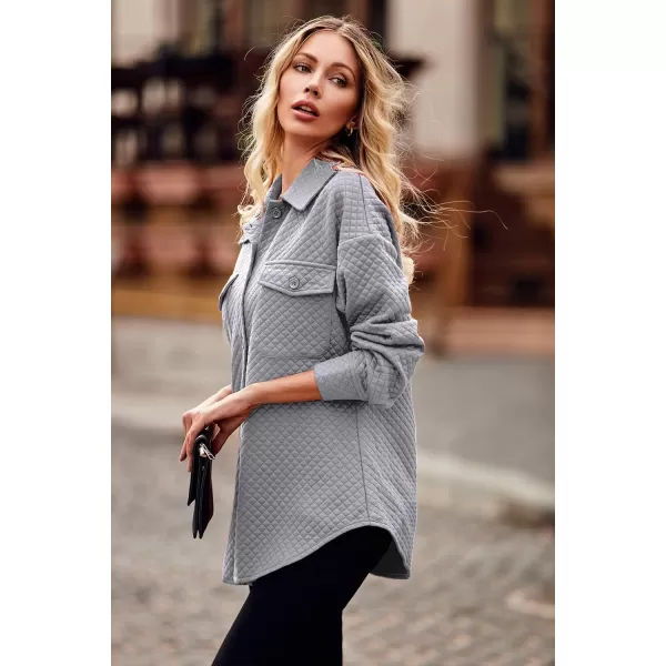 PRETTYGARDEN Womens 2024 Winter Jackets Lapel Coat Outerwear Casual Long Sleeve Button Down Blouse Shirts TopsLight Grey