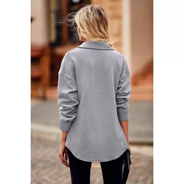 PRETTYGARDEN Womens 2024 Winter Jackets Lapel Coat Outerwear Casual Long Sleeve Button Down Blouse Shirts TopsLight Grey