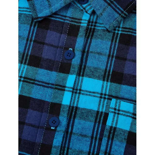 PRETTYGARDEN Womens Fall Button Down Plaid Shirts Collared Long Sleeve Loose Fit Cotton Casual Going Out Tops BlousesPlaid Blue