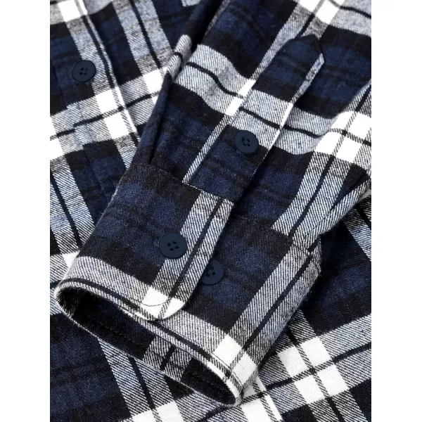 PRETTYGARDEN Womens Fall Button Down Plaid Shirts Collared Long Sleeve Loose Fit Cotton Casual Going Out Tops BlousesPlaid Navy