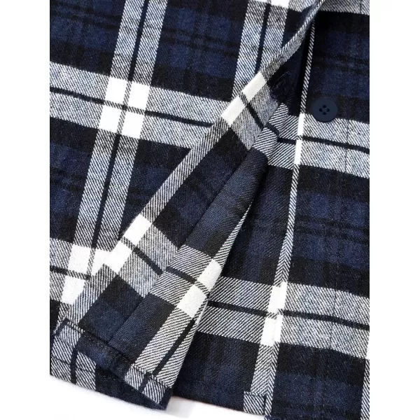 PRETTYGARDEN Womens Fall Button Down Plaid Shirts Collared Long Sleeve Loose Fit Cotton Casual Going Out Tops BlousesPlaid Navy