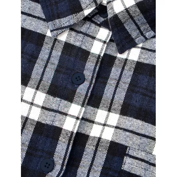 PRETTYGARDEN Womens Fall Button Down Plaid Shirts Collared Long Sleeve Loose Fit Cotton Casual Going Out Tops BlousesPlaid Navy