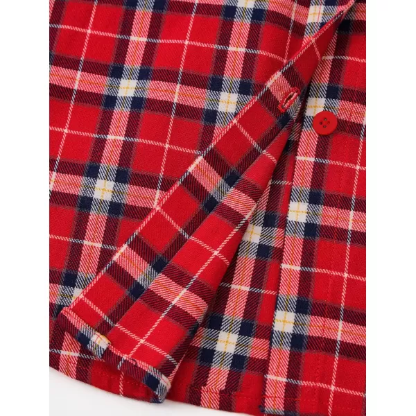 PRETTYGARDEN Womens Fall Button Down Plaid Shirts Collared Long Sleeve Loose Fit Cotton Casual Going Out Tops BlousesPlaid Red