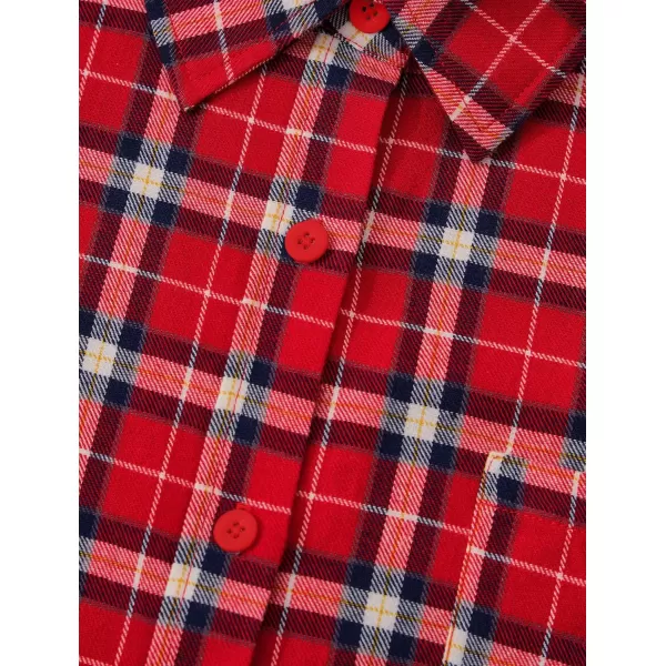 PRETTYGARDEN Womens Fall Button Down Plaid Shirts Collared Long Sleeve Loose Fit Cotton Casual Going Out Tops BlousesPlaid Red